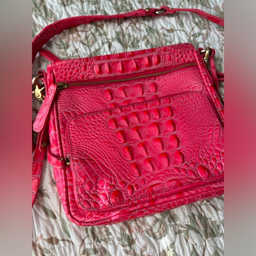 Brahmin Melbourne Cleo crossbody hot bright pink - Picture 2 of 16